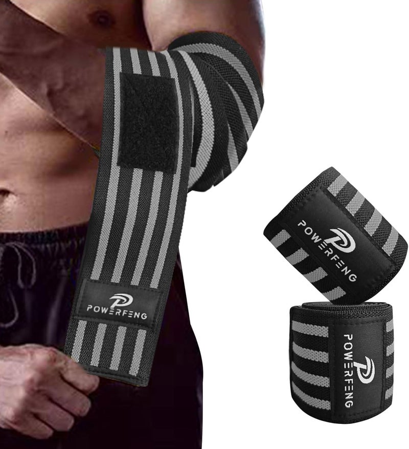 powerfeng Elbow Wraps for Weightlifting：Elbow Sleeve Support for Bench Press, Cross Training & Powerlifting - Elbow Straps for Weightlifting Gym Men Women - Image 1
